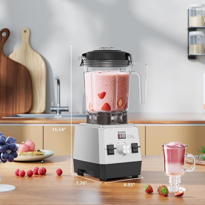 Aeitto Blenders for Kitchen with 68Oz. Jar, 1800W Max Power Smoothie Blender, 3 Preset Programs & 7 Speeds, Professional Countertop Blender for Smoothies, Ice Crush, Frozen Drinks, Silver