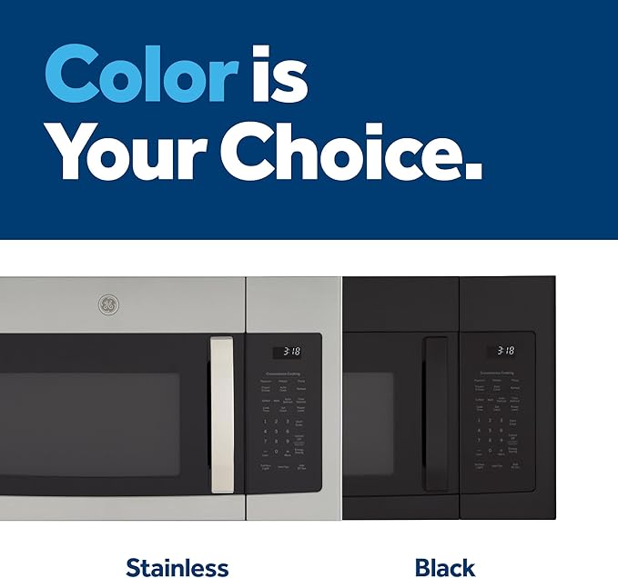 GE Over-the-Range Microwave Oven with Recirculating Venting, 1.8 Cu. FT, 900W, 12.8??Removable Turntable, 10 Power Levels, Stainless Steel