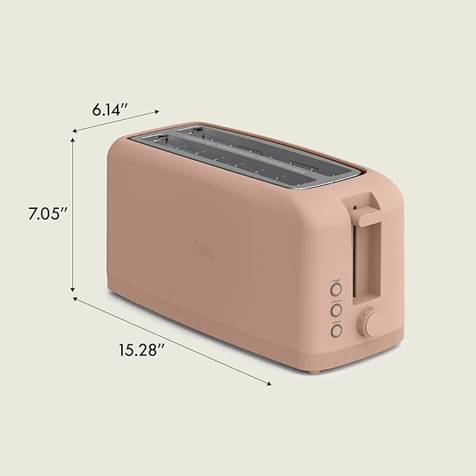 bella 4 Slice Slim Toaster, Fits-anywhere??Kitchenware, 6 Setting Shade Control with Reheat & Cancel Buttons, Fits Sourdough, 10??Long Slot, Anti Jam & Auto Shutoff, 900 Watt, Blossom