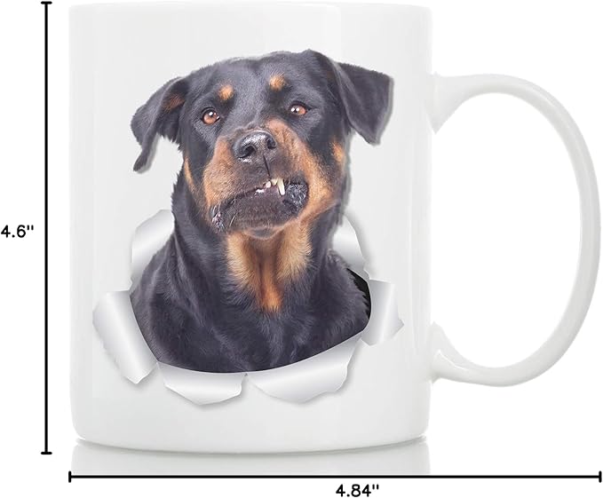 Winston & Bear Funny Rottweile Mug - Rottie Ceramic Coffee Mug Gift for Dog Lovers Mom and Dad - Perfect Birthday or Christmas, Father's or Mother's Day Gift (15oz)