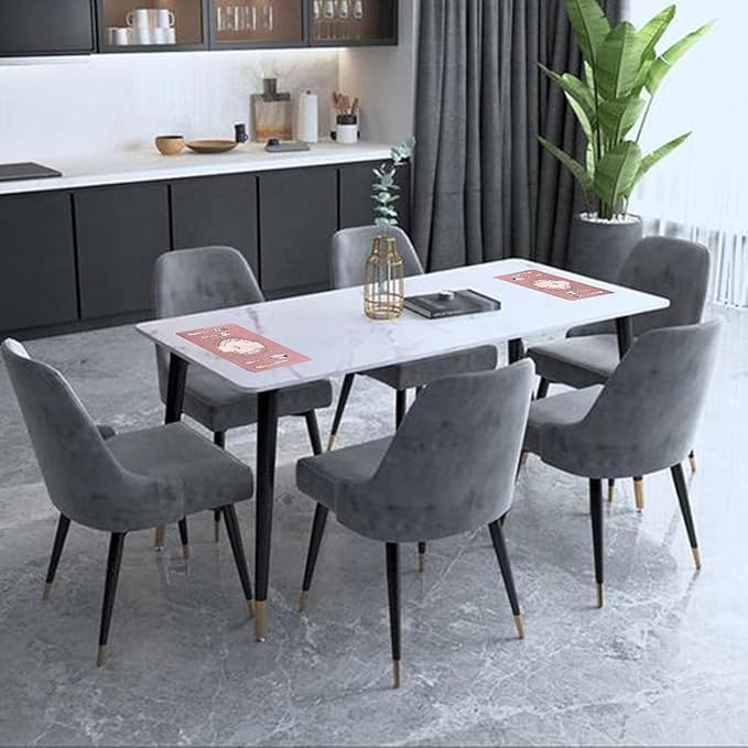 Placemats for Dining Table Set of 4,Design-Classic Faux Leather Eco-Friendly Place Mats,Waterproof&Stain Resistant Table Mats,Washable,Heat-Resistant,Non-Slip for Dining Table Decor (Pink, 4)