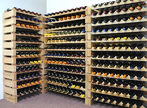 Modular Wine Rack Pine Wood 32-96 Bottle Capacity Storage 8 Bottles Across up to 12 Rows Stackable Newest Improved Model (64 Bottles - 8 Rows)