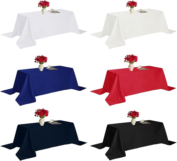 Fokitut 6 Pack Rectangle Tablecloth, 60x102 Inch, Stain Resistant and Wrinkle Polyester Table Cloth, Fabric Table Cover for Kitchen Dining, Wedding, Party, Holiday Dinner-White