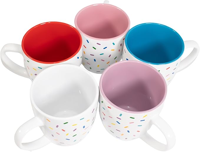Lavender Cute Coffee Mug with Rainbow Sprinkles | Birthday Cake Coffee Cup Gift | Large White Ceramic Cup | Ice cream and Dunkin Donuts Coffee Mugs