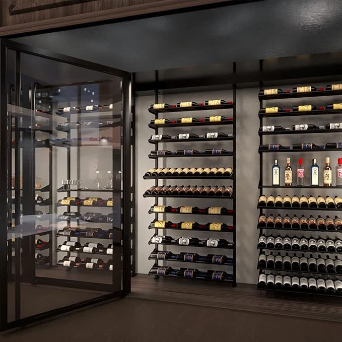 Ultra Wine Racks Showcase Bespoke Wine Display - Black, Storage for 78 Bottles, Horizontal & Display Rows, Wine Rack for Wine Cellars, Home Bars, & Dining Rooms