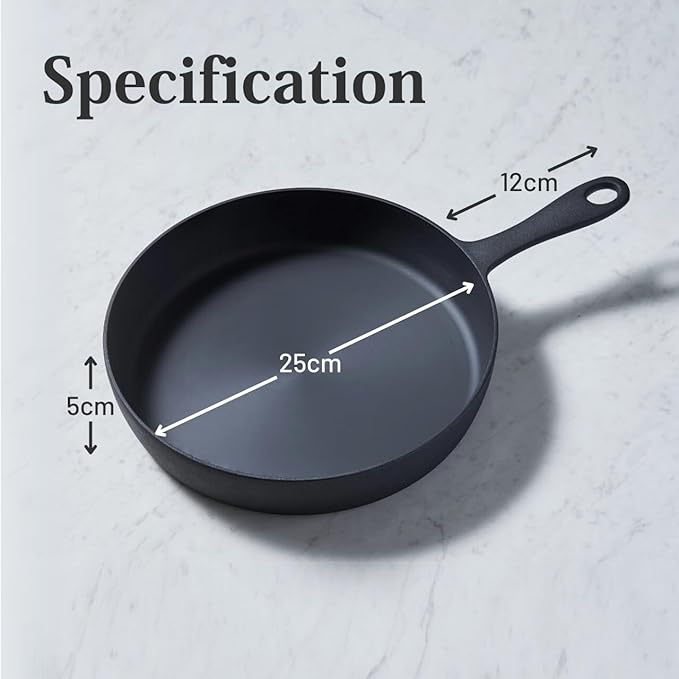 Flambo Skillet #10 - Naturally Non-Stick 10 Inch Pre-Seasoned Cast Iron Frying Pan - Smooth Nonstick Finish for Grilling, Frying, Sauteing, Searing, Baking - Use on Oven, Stove, Grill, or Campfire