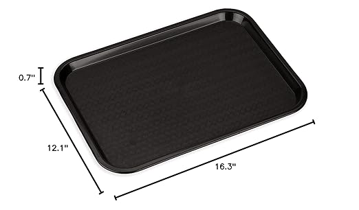 Carlisle FoodService Products CT121603 Caf챕 Standard Cafeteria / Fast Food Tray, 12" x 16", Black