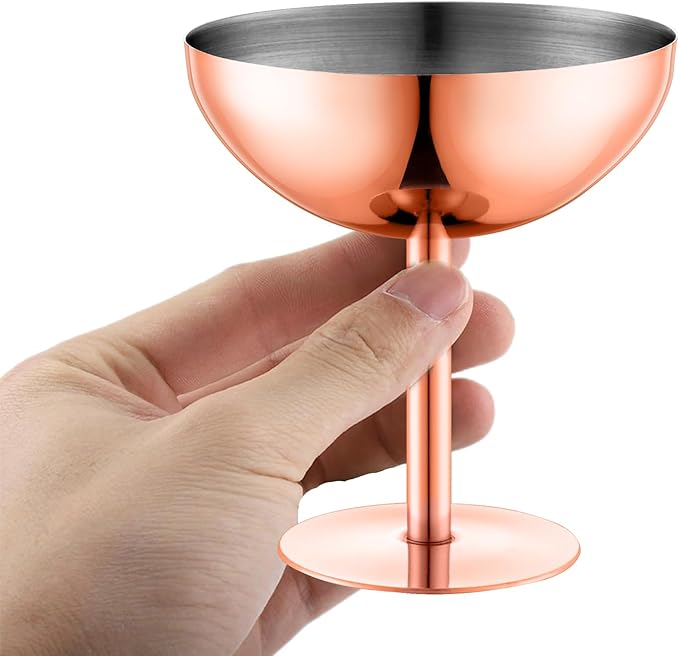 Ice Cream Bowls Stainless Steel Dessert Cups with Spoons Reusable Footed Sundae Cups Ice Cream Cups for Dessert, Frozen Yogurt, Gelato, Birthday Party Decorations (1, Rose glod)