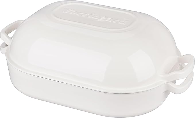 Large Cast Iron Dutch Oven Dome Pot with Lid, Enameled Bread Oven, Bread Pan for Homemade Sourdough Bread Baking, 9QT, White
