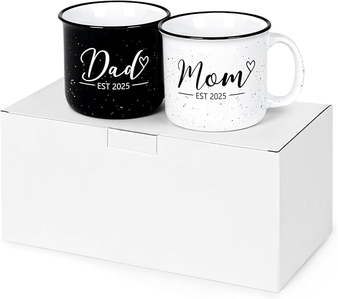 Maustic Mom and Dad Mugs, New Parents Gifts for Couples, New Mom and Dad Gifts for Expecting First Time Parents, 15 Oz