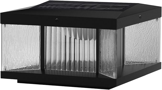 Landscape Solar Post Light, Outdoor Modern Stylish Luxury IP65 Waterproof Column Lamp for Fence Deck Pillar Cap Patio Garden Decoration with 4 Different Lighting Color