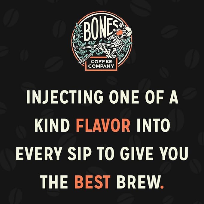 Bones Coffee Company Fallout Mojave Mocha, Mocha Flavored Coffee, Medium Roast Low Acid Arabica Beans Compatible with Auto drip and French Press Coffee Maker, 12 Oz Whole Bean
