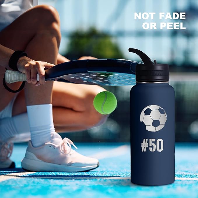 Personalized Laser Engraving Custom Water Bottle Print in USA 10 Pcs 32oz Double Wall Stainless Steel Leakproof Wide Mouth Cup with Flip Straw