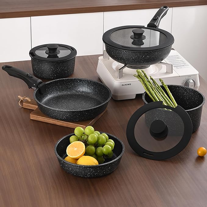 Pots and Pans Set, Nonstick Detachable Handle Cookware Set, Induction Kitchen Cookware Set with Removable Handle, Healthy Non Stick Cookware, Dishwasher 竊?Oven Safe, PFOA Free