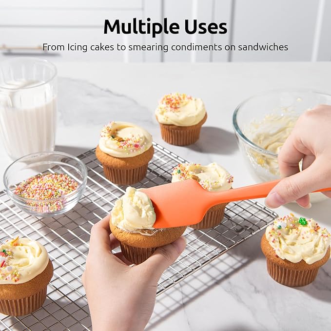 U-Taste Heat Resistant Silicone Spatula - 600쨘F Hot-Proof Food Grade Kitchen Baking Bowl Scraper, Flexible and Sturdy Rubber Cooking Utensil for Mixing Scraping in NonStick Cookware (4 Pcs, Colorful)