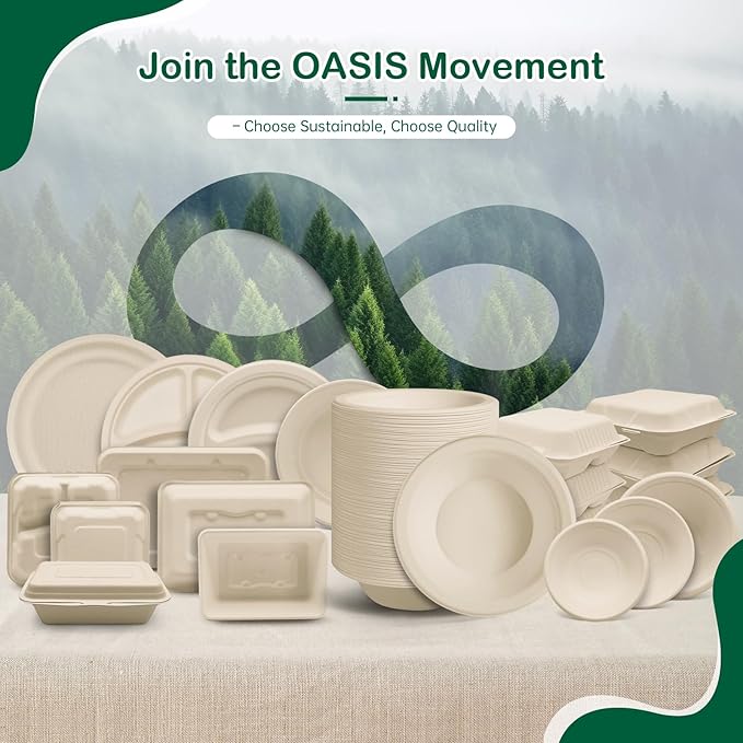 ?윻 ?뿙?뿻?뿰?뿵, ?윮?윯?윺-?뿣?뿮?뿰?뿸 Compostable Paper Plates, Heavy-Duty Biodegradable Disposable Dish Made from Bagasse, Perfeck for Snacks, Desserts, Party, Wedding and More (Nature)