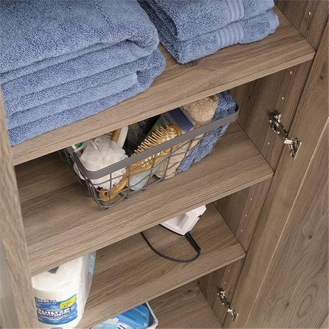 BOWERY HILL Engineered Wood Storage Cabinet in Salt Oak Finish