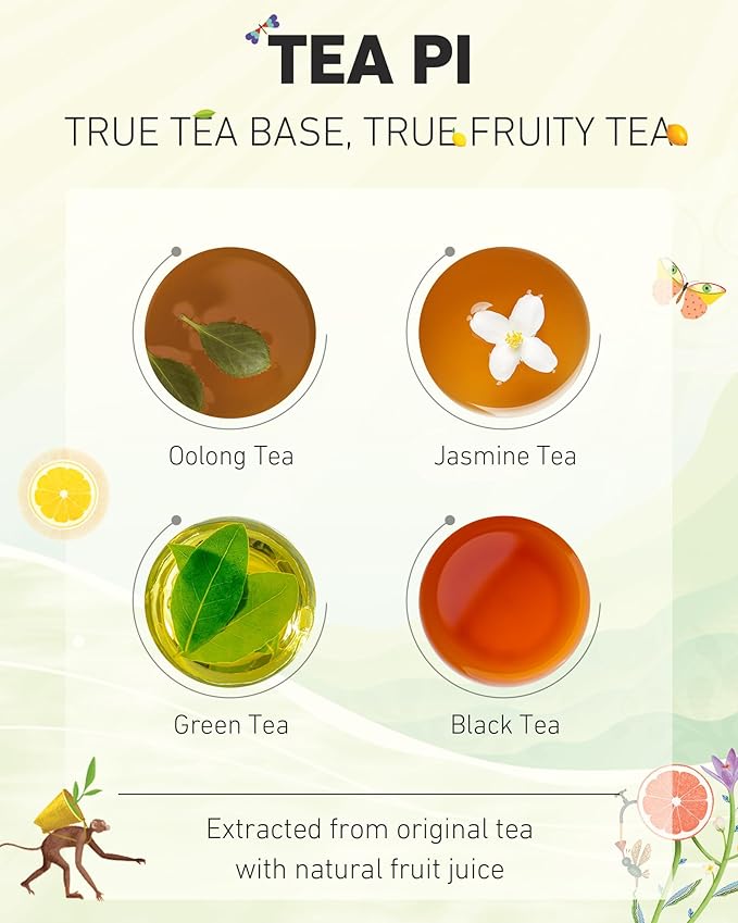 Tea PI Iced Tea ?밓asmine Green Tea, Lemon Sweet Iced Fruit Tea Bottles, Real Juice, -16.9 fl oz, 500mL, 15 Pack