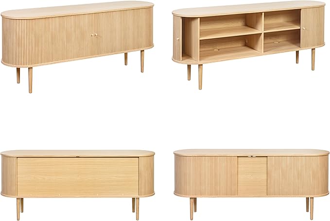 WERMO 71?쇺?Sideboard Storage Cabinet with Doors and Shelves - Wood Credenza for Living Room, Bedroom, Entryway and Home Office Cabinet. Kitchen Buffet, Modern Media Console Table with Storage (Oak)