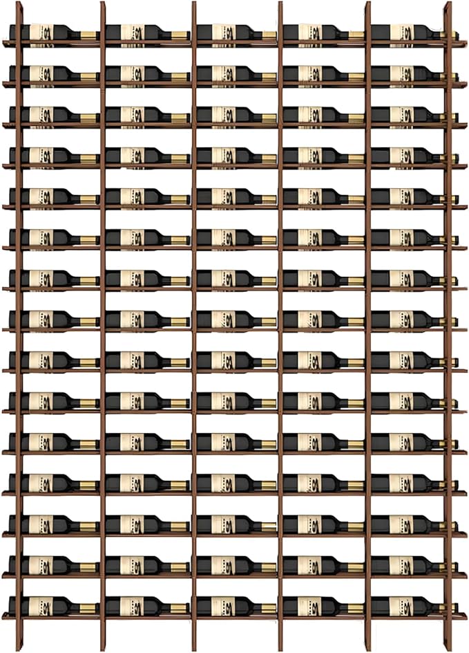 Wall Mounted Wine Rack, H 94.49inch, 16 Rows, Brown 80 Bottle Wine Cellar Racks, Metal Wine Bottle Holder for Home Bar, Wine Kitchen Storage (Brown, 5 Columns竊?0 Bottles竊?