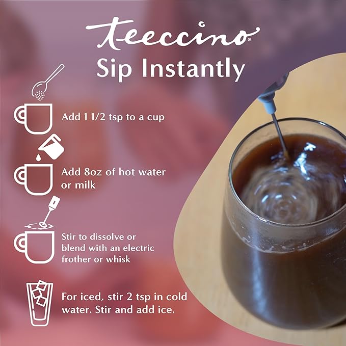 Teeccino Instant Organic Vanilla Nut Herbal Coffee??33 servings ??Instant Chicory Coffee Alternative with Creamy Vanilla Slightly Sweetened by Dates That?™s Prebiotic, Caffeine-Free & Acid Free - 3.5 ounces