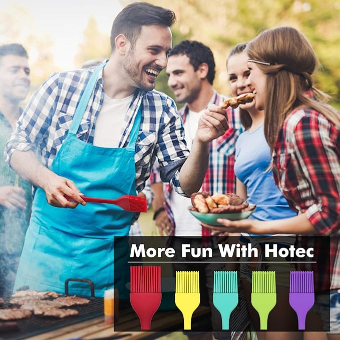 HOTEC 600??Heat Resistant BPA Free Silicone Marinading Meat Grill Basting Pastry Brush for Oil Butter Sauce Sausages Desserts Turkey Baster Grill Barbecue, Multicolor