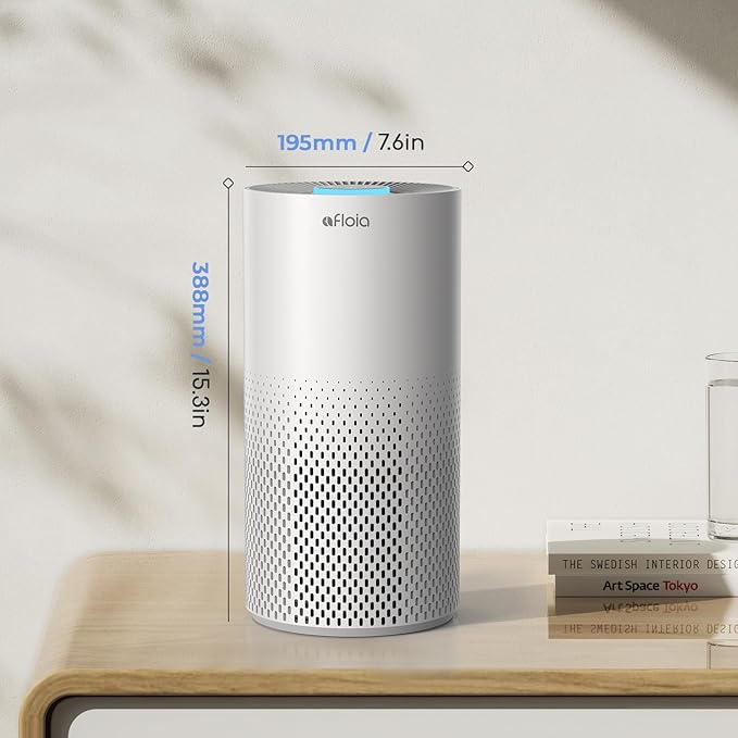 Afloia Air Purifiers for Home Bedroom Large Room Up to 1076 Ft짼, 3-Stage Filter Cleaner Odor Eliminator, Remove Pets Dust Dander Hair Allergy Mold Pollen Smoke Smell, Quiet 22 dB, 7 Colors Night Light