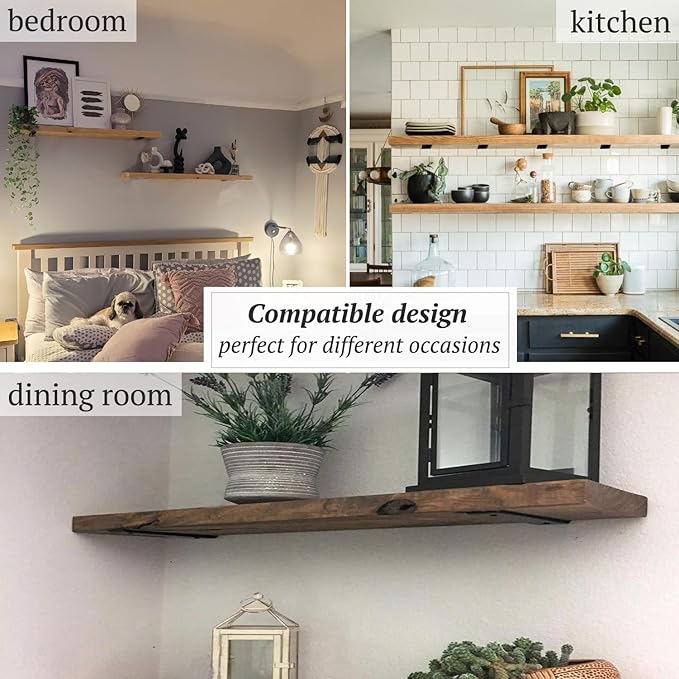 8 Pack Shelf Brackets 10 Inch Floating Shelf Bracket 1/5 inch Thick Heavy Duty Hidden Shelf Brackets Iron Metal Brackets for Shelf Support with Screw Included