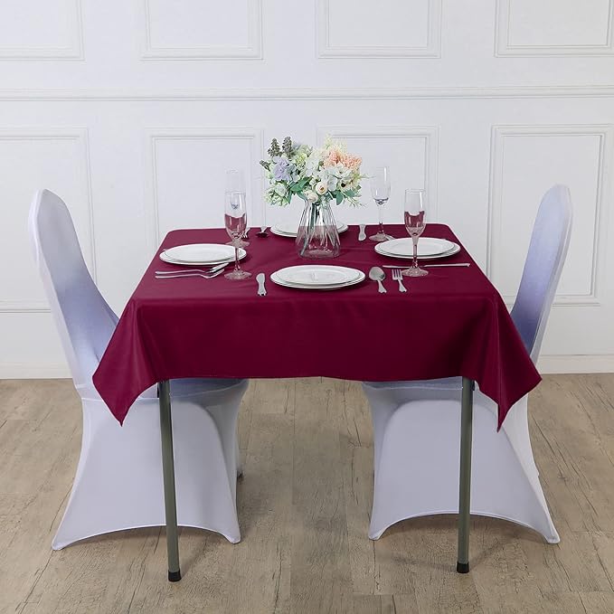 Cupuamon Square Tablecloth 70x70 inch Washable Polyester Fabric Table Cloth for Wedding Party Dining Banquet Decoration(70x70,Burgundy)