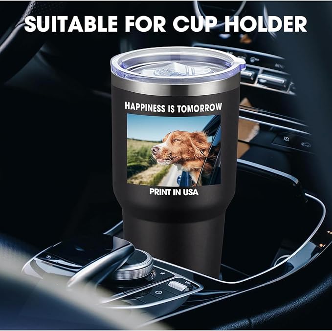 SMLIXE Personalized Coffee Tumbler Print in USA 30oz Stainless Steel Double Wall Insulated Coffee Cup With Text Photo Logo