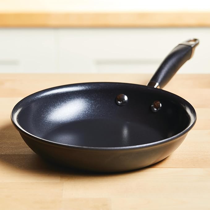 Anolon Advanced Home Hard Anodized Nonstick Frying Pan, 8.5 Inch ??Small Non Stick Egg Pan, Durable Nonstick Skillet - Onyx