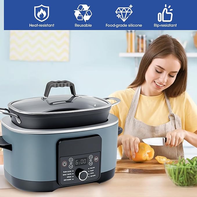 Silicone Lid Handle Cover Compatible with Ninja Foodi Possible Cooker Pro 8.5 Quart MC1000,MC100,MC1010 & 6.5QT MC1101 Slow Cooker Crock Handle Sleeve,Holder,Grip Accessories-No More Hand Burns