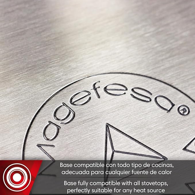 Magefesa Balance 11-Inch Stainless Steel Wok ??3-Layer Heat-Diffusing Bottom, Non-Stick Coating, Riveted Stainless Steel Handle, Induction & Oven Safe, Easy-Serve Rim, Polished Exterior