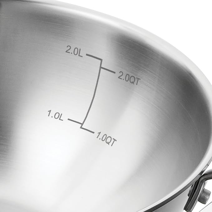 Tramontina Utsava 2.75-Quart Tri-Ply Clad Stainless Steel Kadai with Lid, Kadhai Pot for Indian Cooking