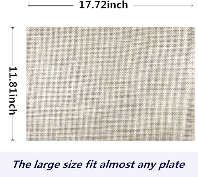 WAZAIGUR Placemats,Easy to Clean Crisscross Woven Vinyl Place Mats Durable Non-Slip Heat Resistant Table Mats,Placemats for Kitchen Table (Beige, 4)