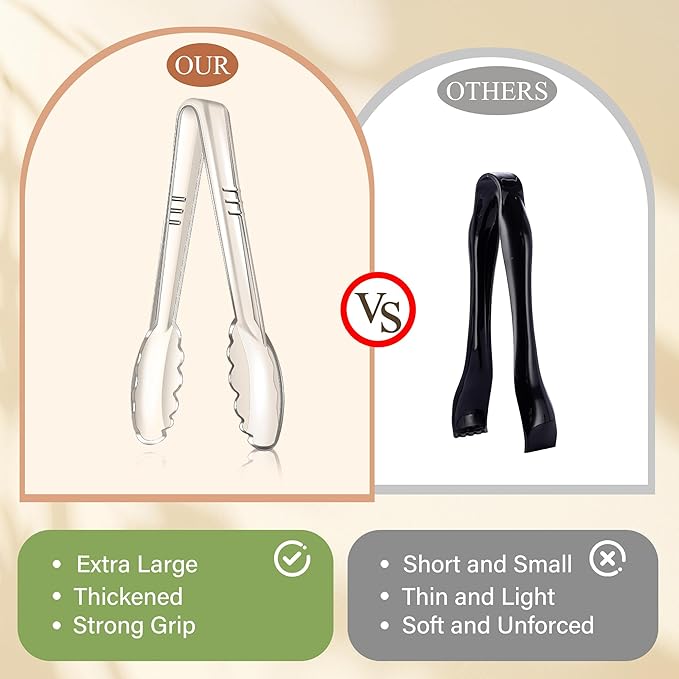 Mwellewm 24Pcs Plastic Serving Utensils 9'' Disposable Serving Spoons for Buffet Clear Forks Serving Tongs Heavy Duty Large Party Utensils Supplies for Restaurant Food Dinner Salad Noodles Soup