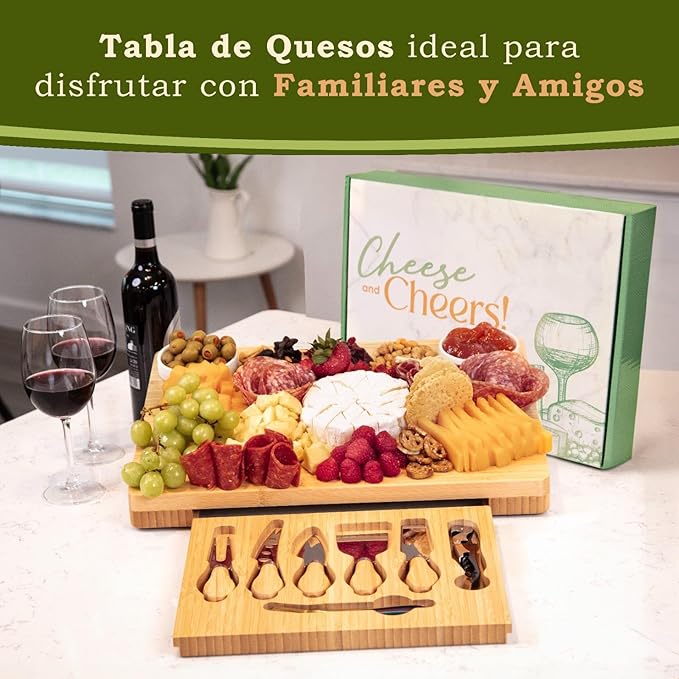Charcuterie Board and Cheese Board Set with Knives, Bowls, Color Forks & Wine Opener ??Premium Appetizer Platter with Compartments, Eco Friendly Charcuterie Accessories for Stylish Hosts.