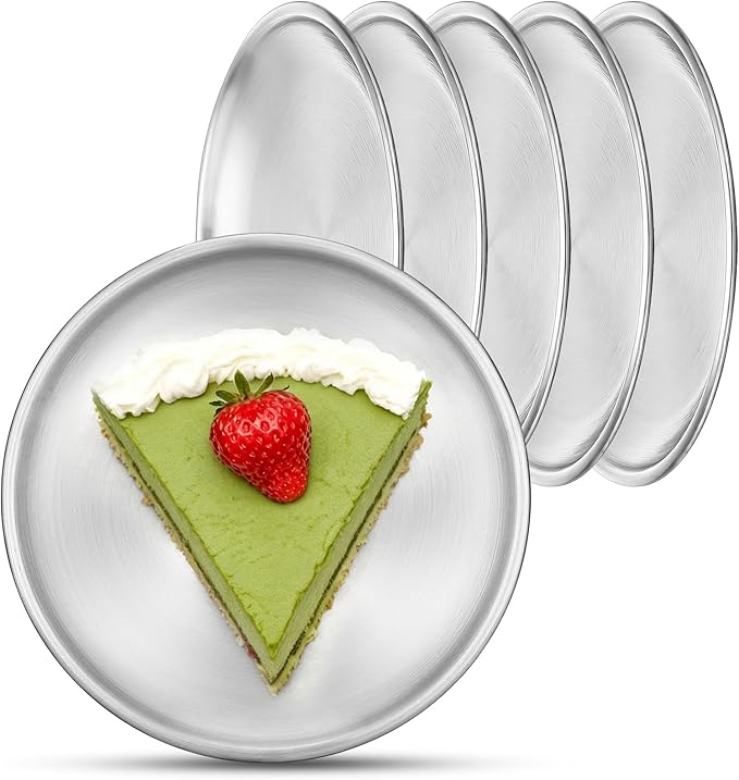 Stainless Steel Plates, 6 Pack 5.5 inch Mini 201 Metal Food Serving Plate Set, Reusable Snack Eating Dishes Round Shatterproof Silver Brushed Finish Dishes for BBQ Dinner Oven Dishwasher Safe