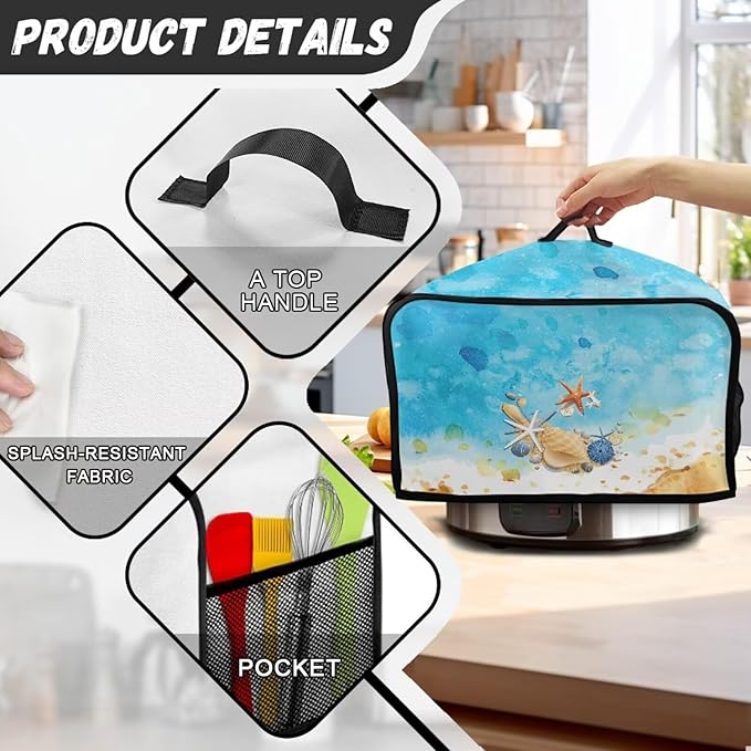 Beach Starfish Small Kitchen Appliance Covers Compatible with 6-8 Quart Slow Cooker Dust Cover for Celebrate Easter Customizable Water Resistant Wearable Convenient