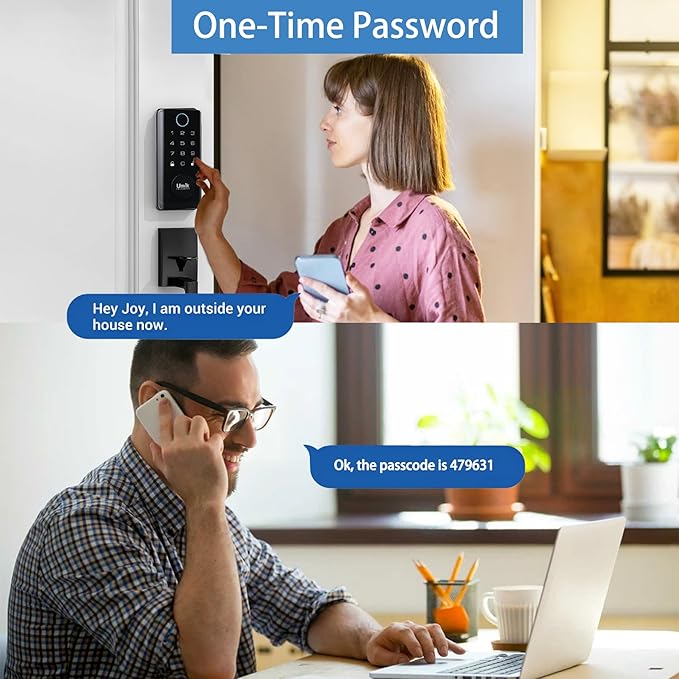 Fingerprint Door Lock with Handle Set, Keyless Entry Smart Door Lock, Electronic Keypad Deadbolt Locks, App Control for Front Door, Home (Matte Black in Zinc)