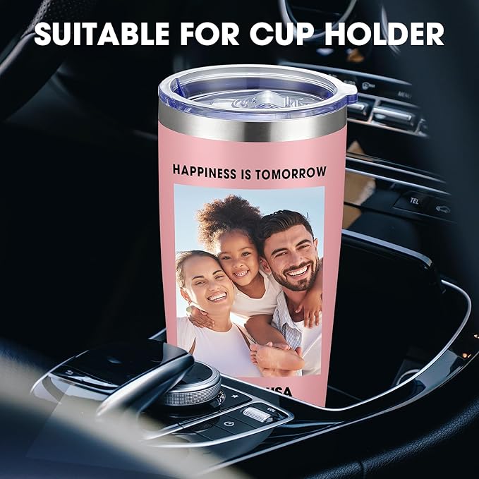 SMLIXE Personalized Coffee Tumbler Print in USA 20oz Stainless Steel Double Wall Insulated Coffee Cup With Text Photo Logo
