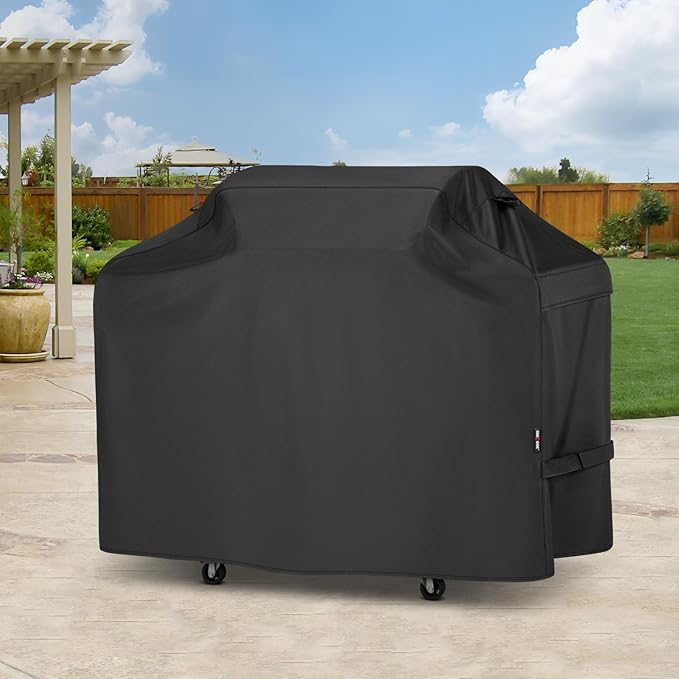 Unicook Grill Cover 70 Inch for Outdoor Grill, Large BBQ Cover with Side Handles and Air Vents, Heavy Duty Waterproof, Fade Resistant, Compatible with Weber Charbroil Nexgrill Kenmore BBQs, Black