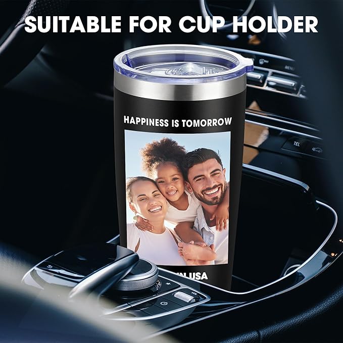 SMLIXE Personalized Coffee Tumbler Print in USA 20oz Stainless Steel Double Wall Insulated Coffee Cup With Text Photo Logo