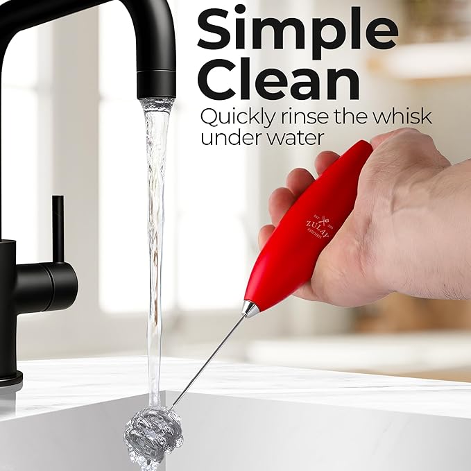 Zulay Kitchen Patented Tornado Triple Whisk Milk Frother with 4 Duracell Batteries ??Handheld Foam Maker for Coffee, Lattes, Matcha & Hot Chocolate ??Rich, Creamy Froth in Seconds