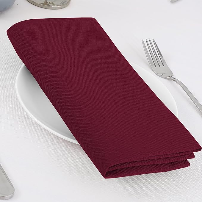 H.VERSAILTEX Cloth Napkins Set of 12 (18" X 18") Linen Textured Dinner Napkins Waterproof Soft Thick Durable Reusable Napkins with Hemmed Edges for Dinners, Weddings and Everyday Use, Christmas Red