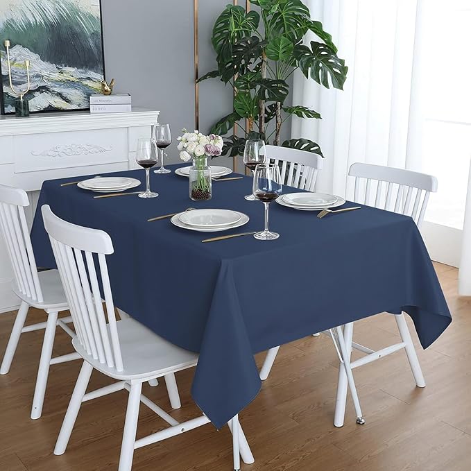 Easy-Going 6 Pack Navy Tablecloths 90x132 Inch for 8 Ft Rectangle Table, Washable Polyester Waterproof Stain Resistant Table Cloth, Decorative Table Cover for Kitchen, Dining Tables, Events