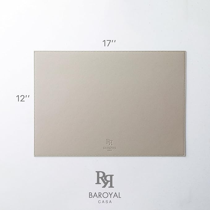 Baroyal Faux Leather Placemats Set of 4 Vinyl Washable Wipeable Table Mats for Kitchen Dining Table Heat Resistant Waterproof Indoor/Outdoor Placemats Non-Slip Easy Clean Place Mats-Almond Birch
