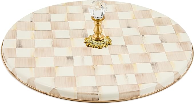 MACKENZIE-CHILDS Cheese Course, Cute Cheese Board and Serving Board for Charcuterie, Brown-and-White Mocha Check