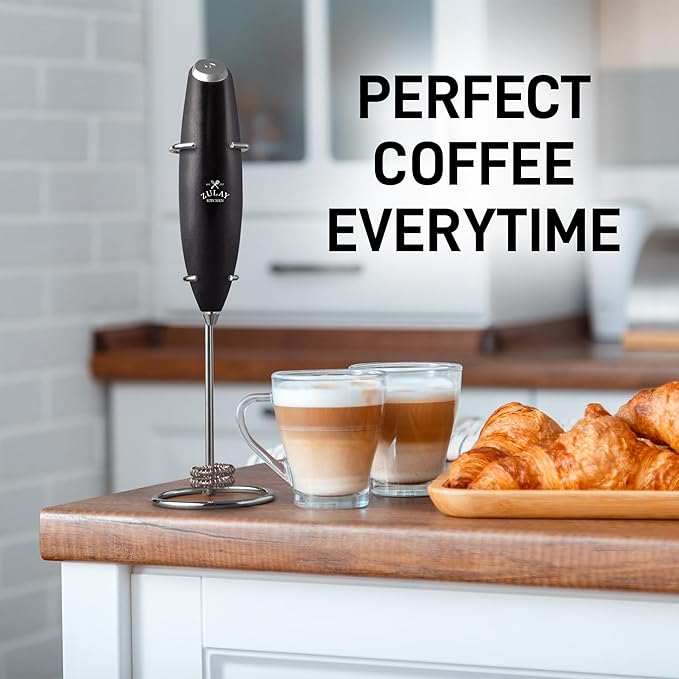 Zulay Kitchen Double Whisk Milk Frother ??Handheld Foam Maker for Coffee, Lattes, Matcha, Hot Chocolate & Cappuccinos ??Whip Creamy Froth in Seconds, Portable & Easy to Use