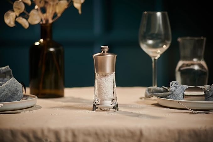 Cole & Mason Bromley Salt Mill, 6" - Salt Grinder with Ultra-Sharp Grinding Mechanism - Flavor-Enhancing Salt Shaker - Refillable Mill with Adjustable Grinding - Acrylic, Salt Mill